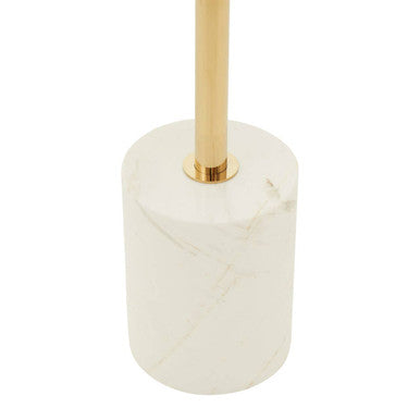 Orsina Oria White Marble End Table – Round Gold Pedestal Side Table