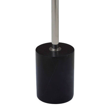 Orsina Oria Black Marble End Table – Silver Chrome Pedestal Side Table