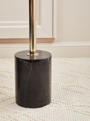 Orsina Oria Black Marble End Table – Round Gold Pedestal Side Table