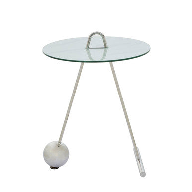 Orsina Oria Gold Side Table – White Marble Glass Top End Table