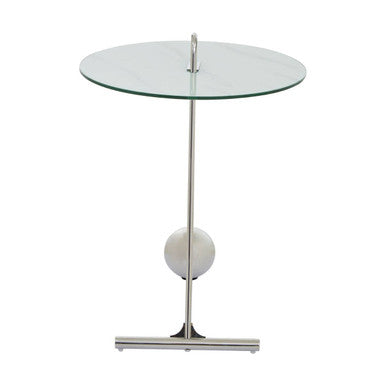 Orsina Oria Gold Side Table – White Marble Glass Top End Table
