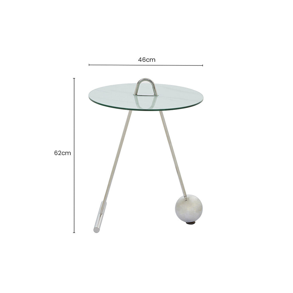 Orsina Oria Gold Side Table – White Marble Glass Top End Table