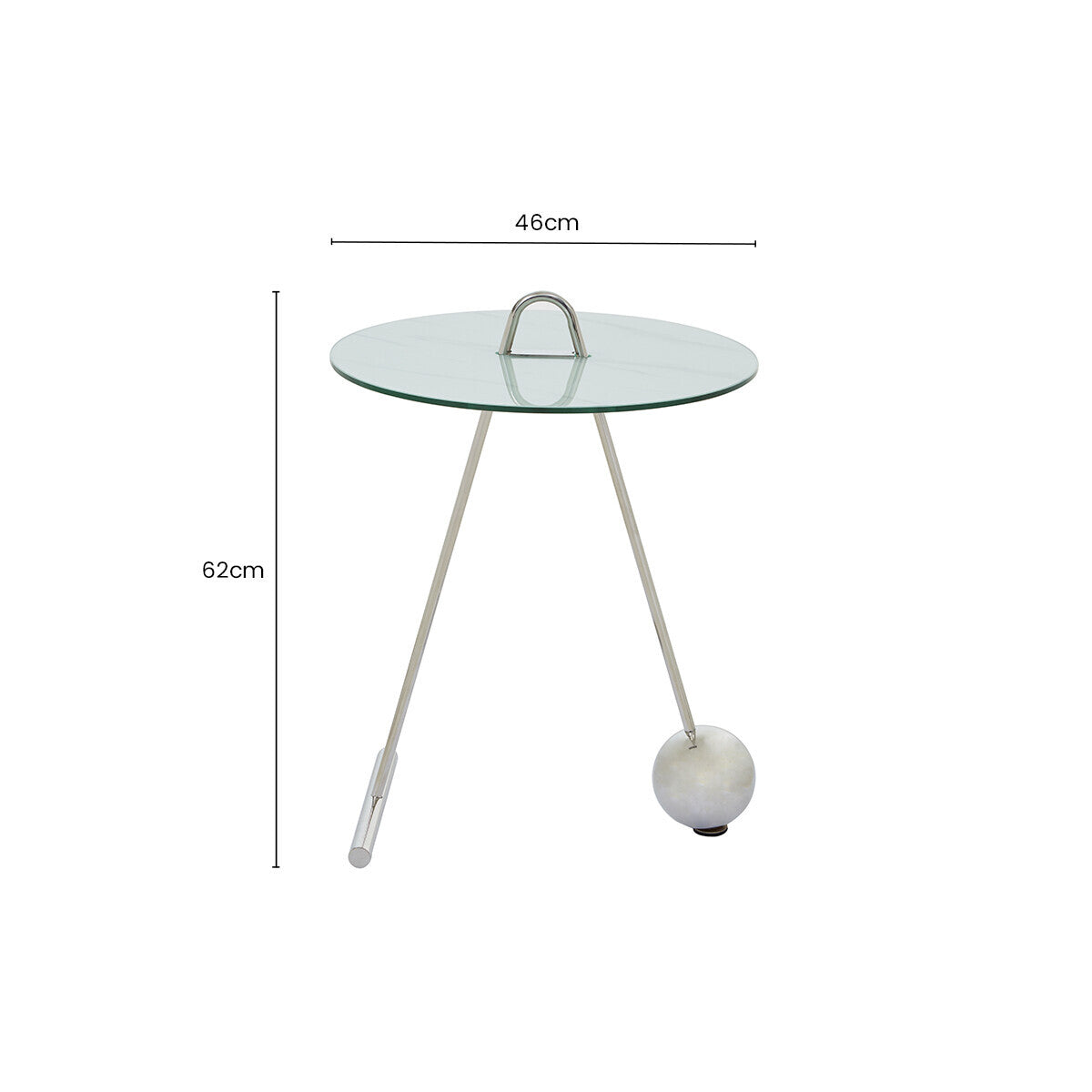 Orsina Oria Gold Side Table – White Marble Glass Top End Table