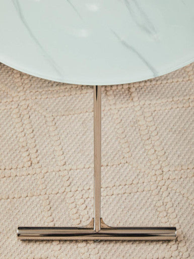Orsina Oria Gold Side Table – White Marble Glass Top End Table