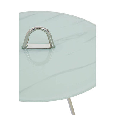 Orsina Oria Gold Side Table – White Marble Glass Top End Table