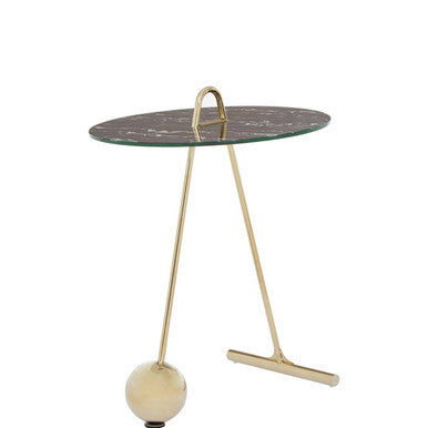 Orsina Oria Black Marble Effect End Table with Gold Splayed Legs