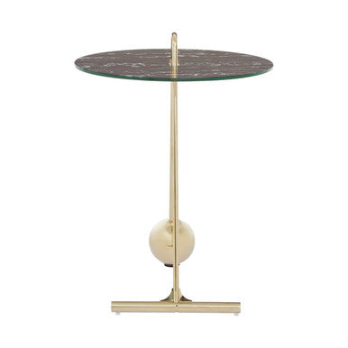 Orsina Oria Black Marble Effect End Table with Gold Splayed Legs