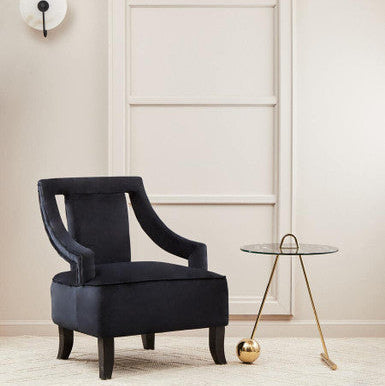 Orsina Oria Black Marble Effect End Table with Gold Splayed Legs