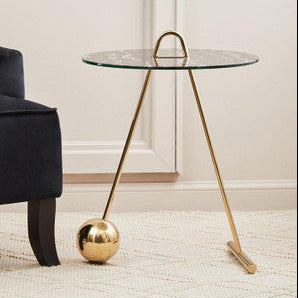 Orsina Oria Black Marble Effect End Table with Gold Splayed Legs