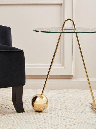 Orsina Oria Black Marble Effect End Table with Gold Splayed Legs