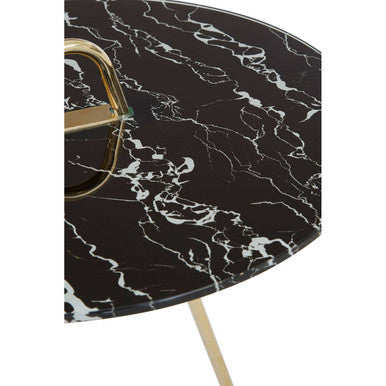 Orsina Oria Black Marble Effect End Table with Gold Splayed Legs