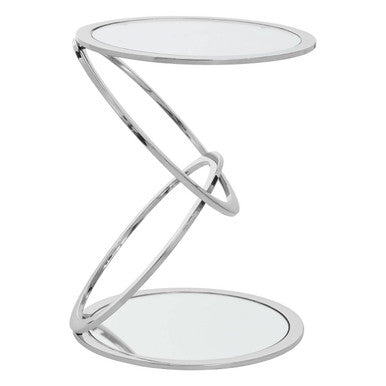 Orsina Oria Glass End Table – Silver Stainless Steel Circular Base
