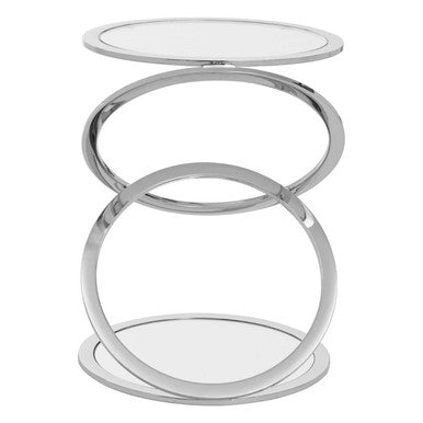 Orsina Oria Glass End Table – Silver Stainless Steel Circular Base