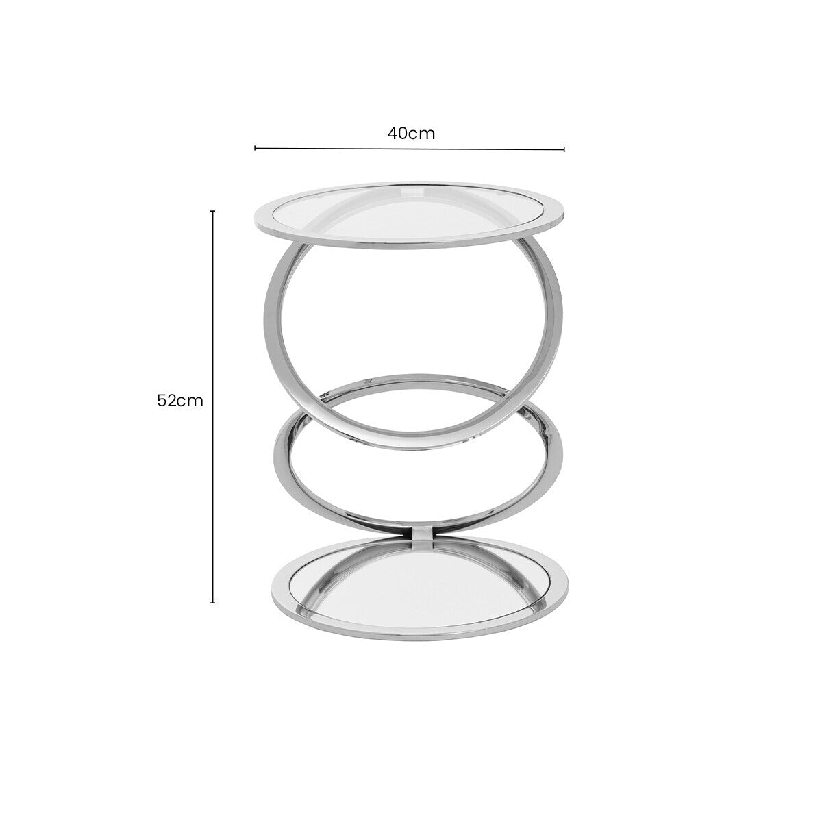 Orsina Oria Glass End Table – Silver Stainless Steel Circular Base