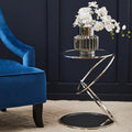 Orsina Oria Glass End Table – Silver Stainless Steel Circular Base