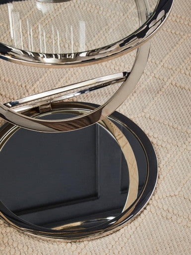 Orsina Oria Glass End Table – Silver Stainless Steel Circular Base