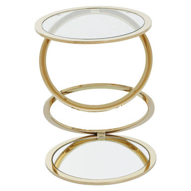 Orsina Oria Gold Glass End Table – Round Interlocking Ring Base