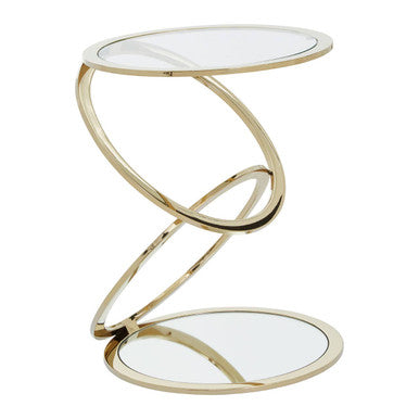Orsina Oria Gold Glass End Table – Round Interlocking Ring Base