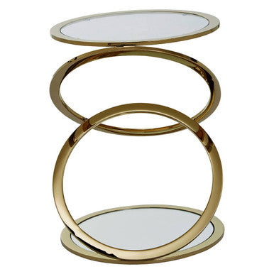 Orsina Oria Gold Glass End Table – Round Interlocking Ring Base