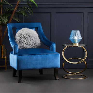 Orsina Oria Gold Glass End Table – Round Interlocking Ring Base