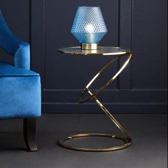 Orsina Oria Gold Glass End Table – Round Interlocking Ring Base