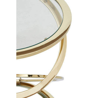 Orsina Oria Gold Glass End Table – Round Interlocking Ring Base