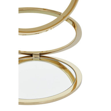 Orsina Oria Gold Glass End Table – Round Interlocking Ring Base