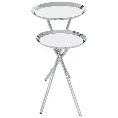 Orsina Oria Mirrored Side Table – Silver Staggered Chrome End Table