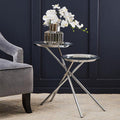 Orsina Oria Mirrored Side Table – Silver Staggered Chrome End Table