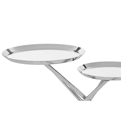 Orsina Oria Mirrored Side Table – Silver Staggered Chrome End Table