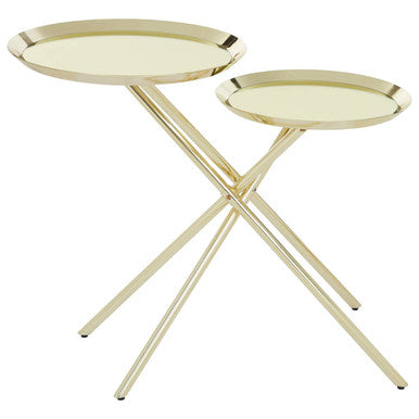 Orsina Oria Gold Side Table – Tiered Mirrored Metallic Accent Table