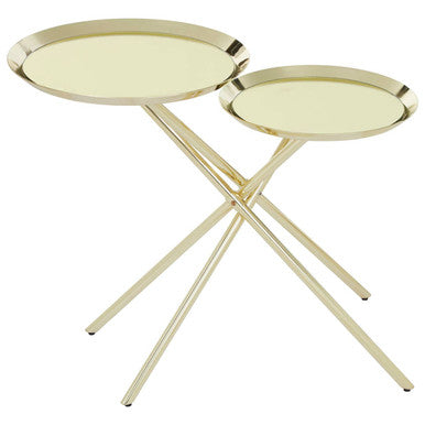 Orsina Oria Gold Side Table – Tiered Mirrored Metallic Accent Table