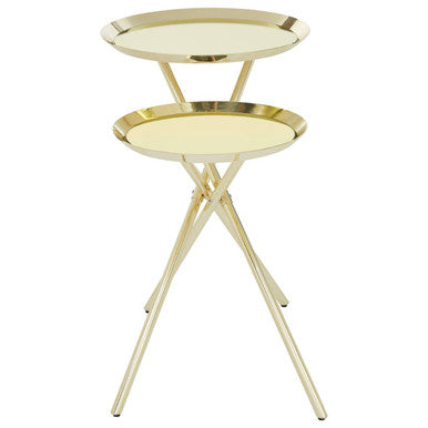 Orsina Oria Gold Side Table – Tiered Mirrored Metallic Accent Table