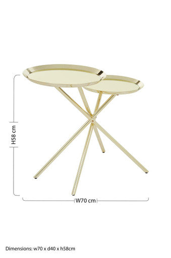 Orsina Oria Gold Side Table – Tiered Mirrored Metallic Accent Table