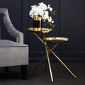 Orsina Oria Gold Side Table – Tiered Mirrored Metallic Accent Table