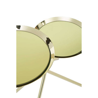 Orsina Oria Gold Side Table – Tiered Mirrored Metallic Accent Table