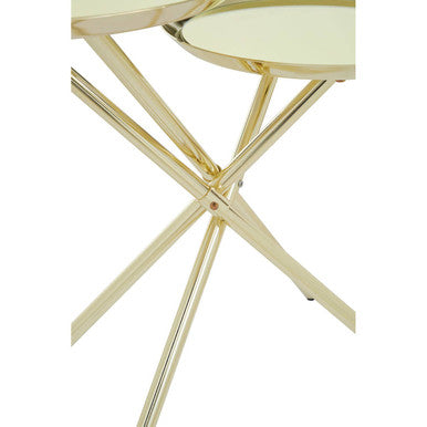 Orsina Oria Gold Side Table – Tiered Mirrored Metallic Accent Table