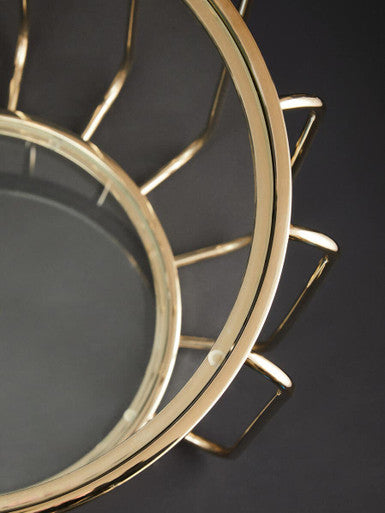 Orsina Oria Round Metallic Side Table with Tempered Glass Top