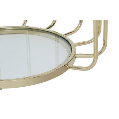 Orsina Oria Round Metallic Side Table with Tempered Glass Top