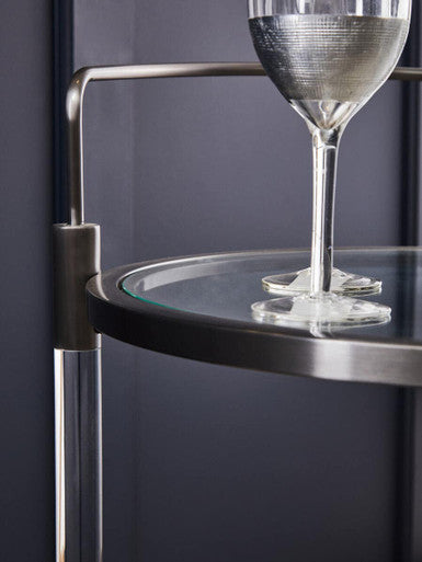 Orsina Oria Silver Drinks Trolley – Chrome Bar Cart with Mirrored Shelf