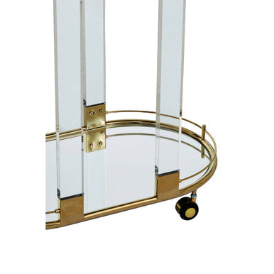 Orsina Oria Drinks Trolley – Gold Metallic Bar Cart with Glass Shelves