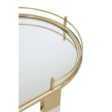 Orsina Oria Drinks Trolley – Gold Metallic Bar Cart with Glass Shelves