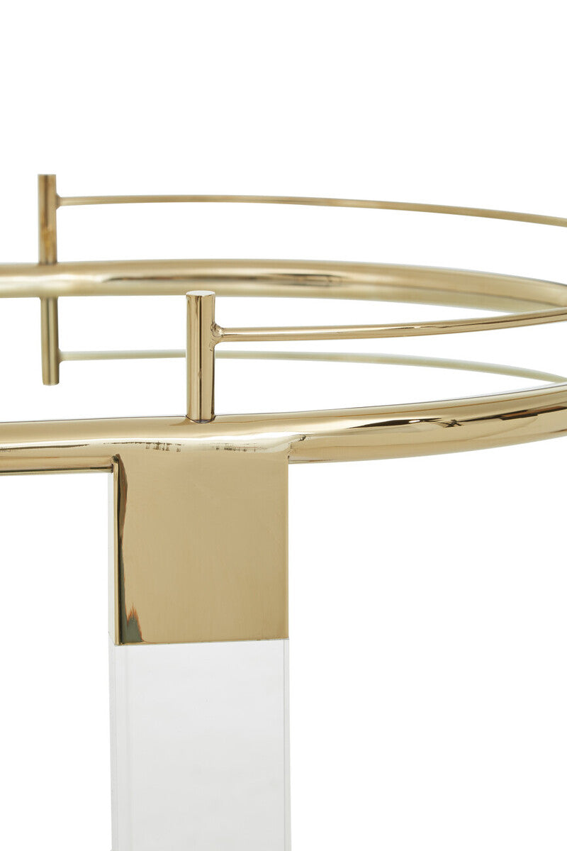 Orsina Oria Drinks Trolley – Gold Metallic Bar Cart with Glass Shelves
