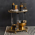 Orsina Oria Drinks Trolley – Gold Metallic Bar Cart with Glass Shelves