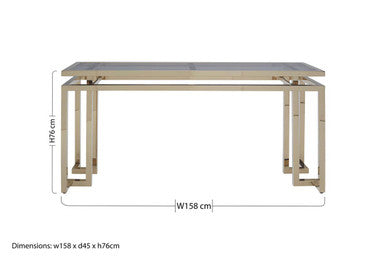 Orsina Oria Grey Mirrored Glass and Gold 2-Tier Console Table