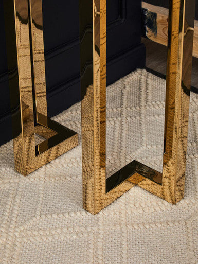 Orsina Oria Grey Mirrored Glass and Gold 2-Tier Console Table