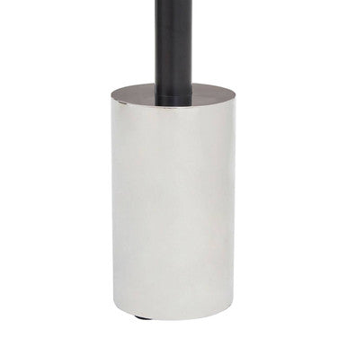 Orsina Oria Glass End Table – Black and Silver Pedestal Side Table