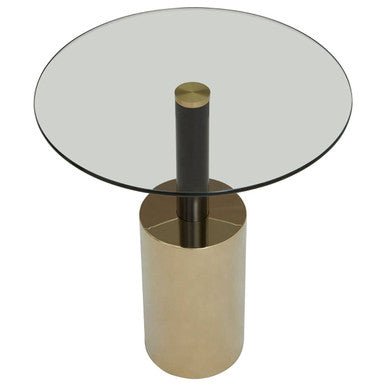 Orsina Oria Glass End Table – Black and Gold Metal Pedestal Side Table