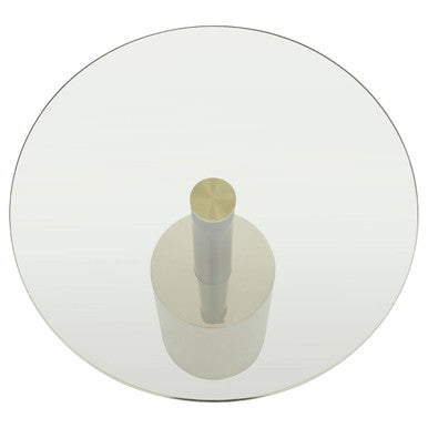 Orsina Oria Glass End Table – Black and Gold Metal Pedestal Side Table