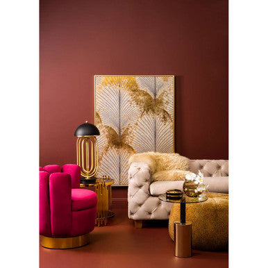 Orsina Oria Glass End Table – Black and Gold Metal Pedestal Side Table